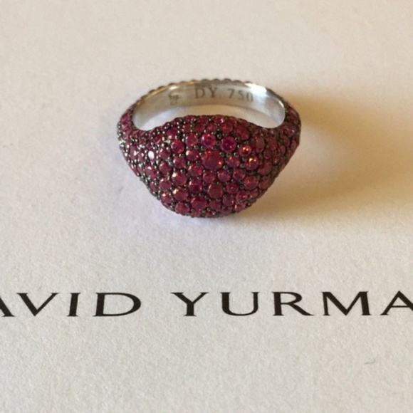 David Yurman 18K Wht Gold Ruby Pinky Ring - Picture 2 of 3